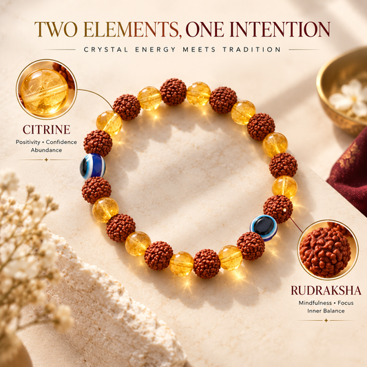 Citrine Crystal Rudraksha Bracelet