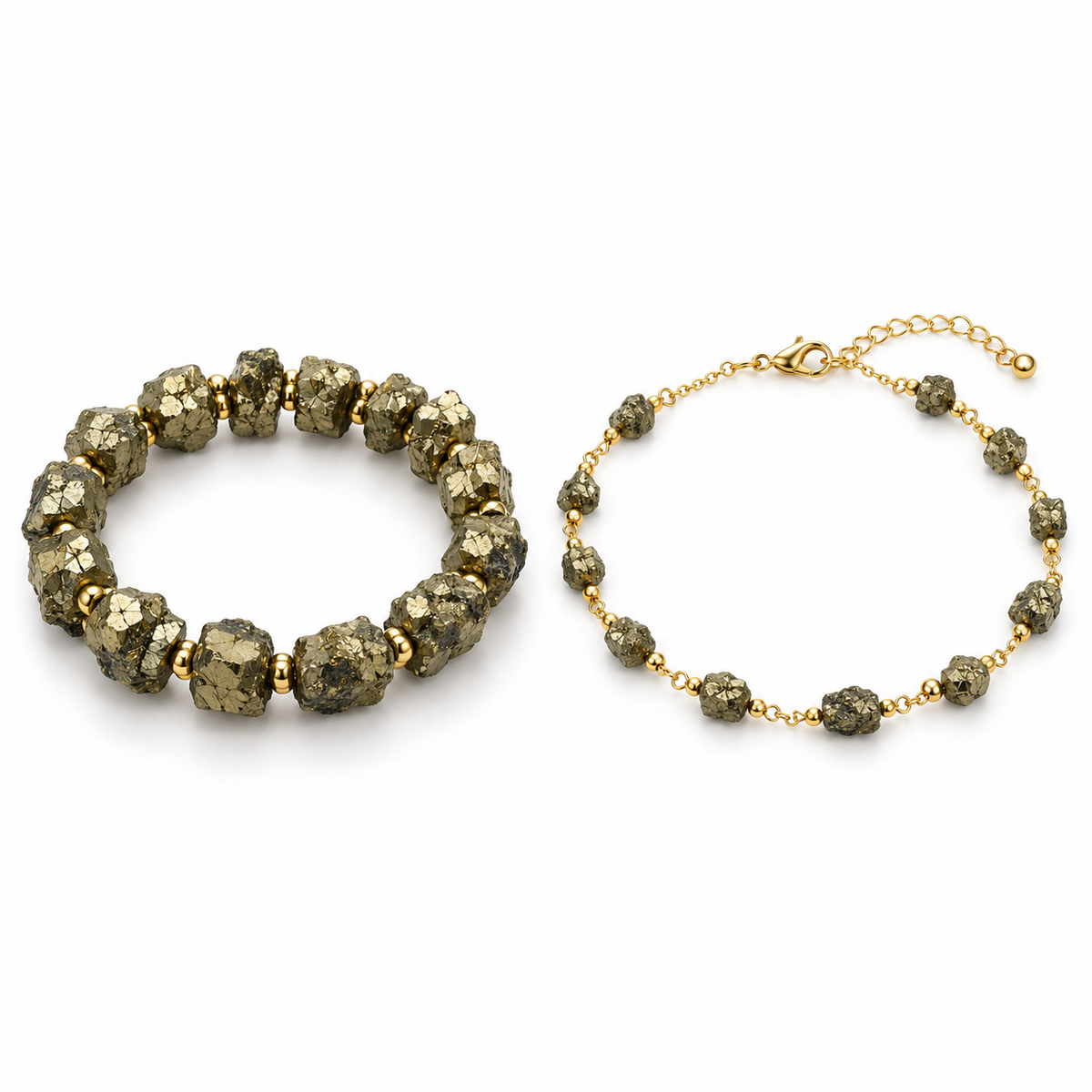 Raw Pyrite Anklet & Bracelet Set (Couple's Combo)