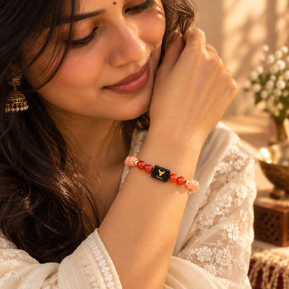 Taurus Zodiac Bracelet — Sunstone & Carnelian