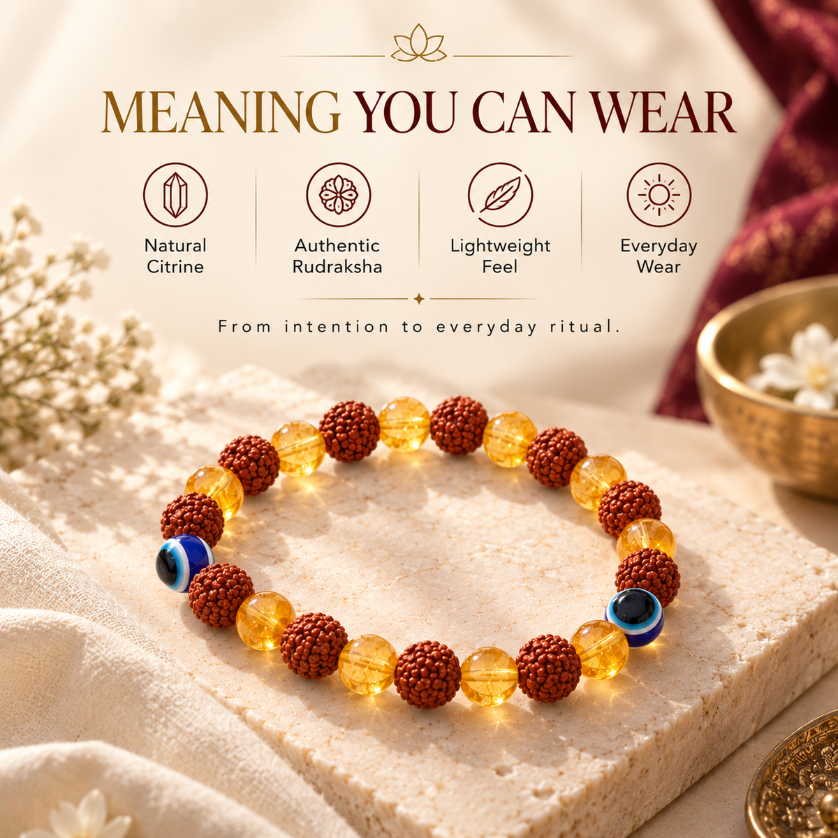 Citrine Crystal Rudraksha Bracelet