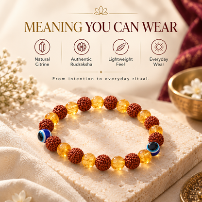 Citrine Crystal Rudraksha Bracelet