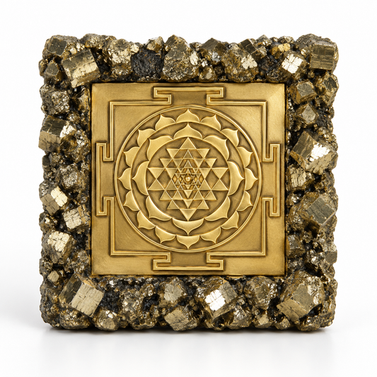 Siddh Shree Yantra on Raw Pyrite Frame