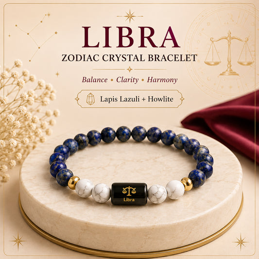 Libra Zodiac Bracelet — Lapis Lazuli & Howlite