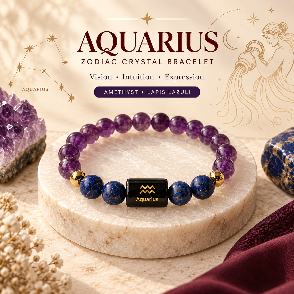 Aquarius Zodiac Bracelet image 1